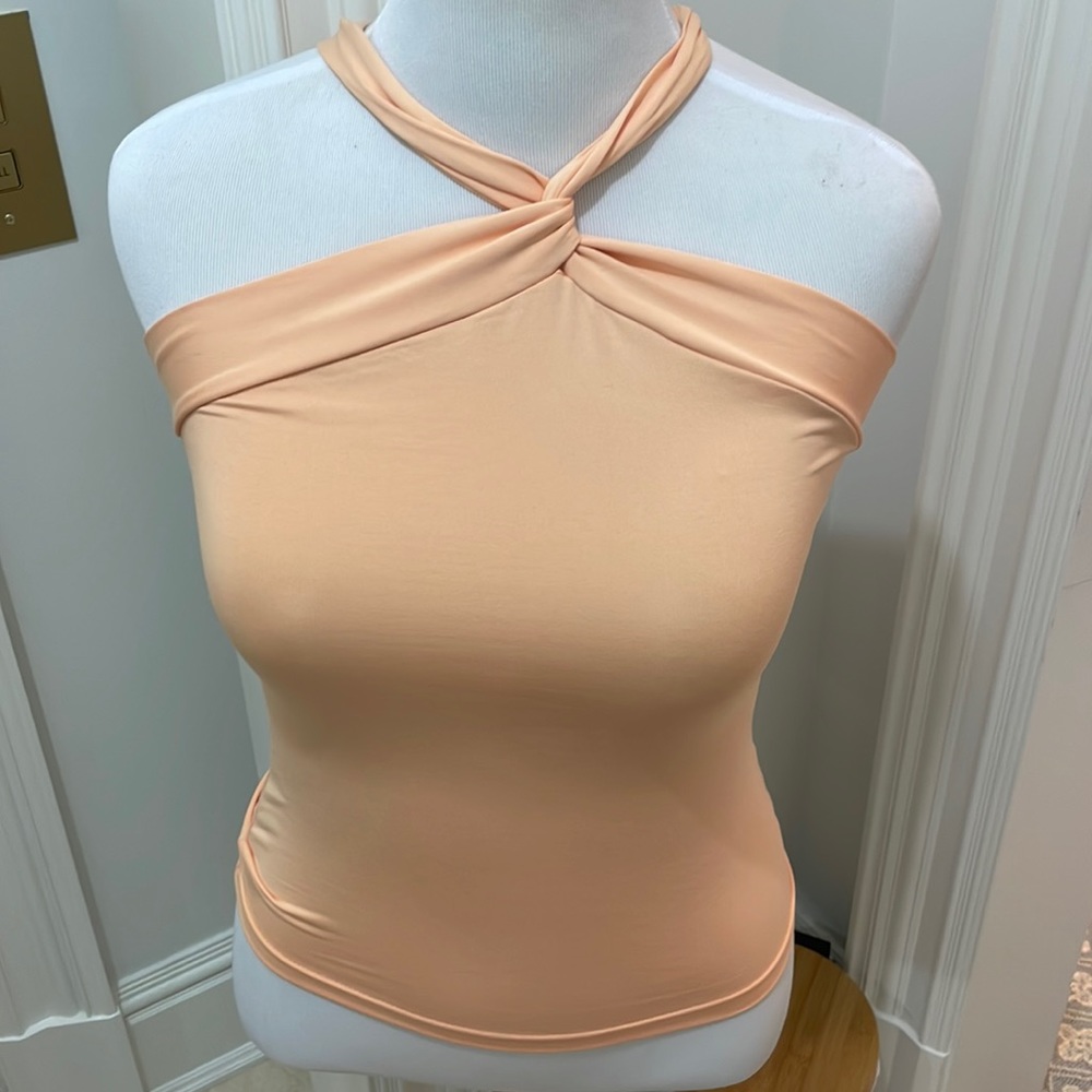 Orange cross halter top